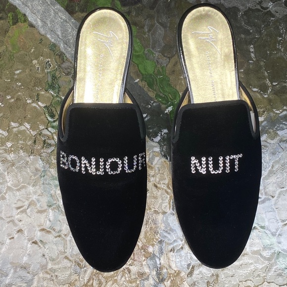 Giuseppe Zanotti Black Velvet Bonjour Nuit Shoes - Picture 3 of 16